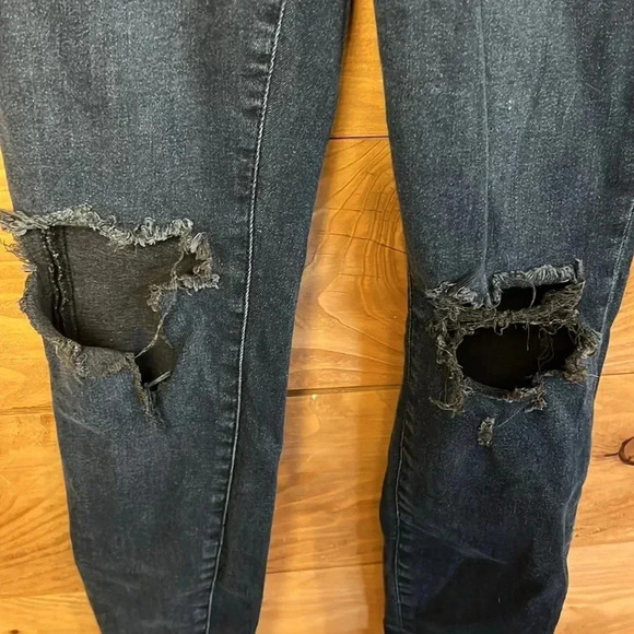 Good American Womens distressed black denim jeans 4/27 streetwear Y2K frayed hem - Picture 4 of 9